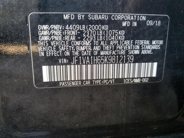 Photo 10 from auction – 2019 SUBARU WRX LIMITE with VIN JF1VA1H65K9812139