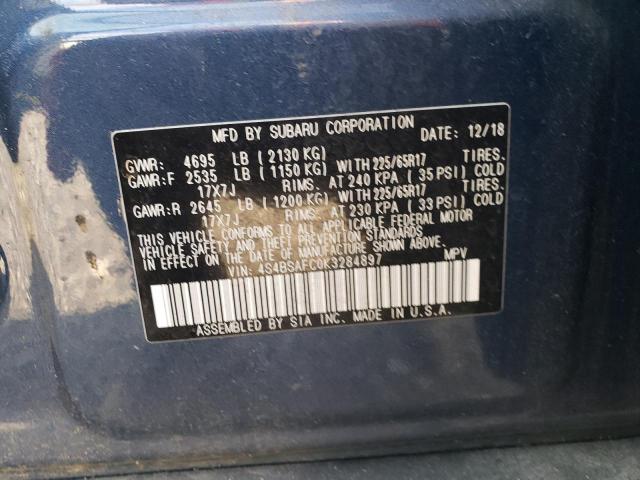 Photo 10 from auction – 2019 SUBARU OUTBACK 2. with VIN 4S4BSAFC0K3284897