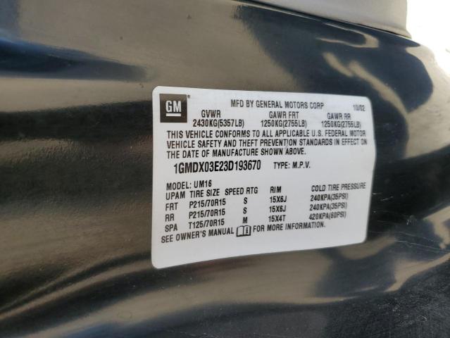 Photo 10 from auction – 2003 PONTIAC MONTANA with VIN 1GMDX03E23D193670