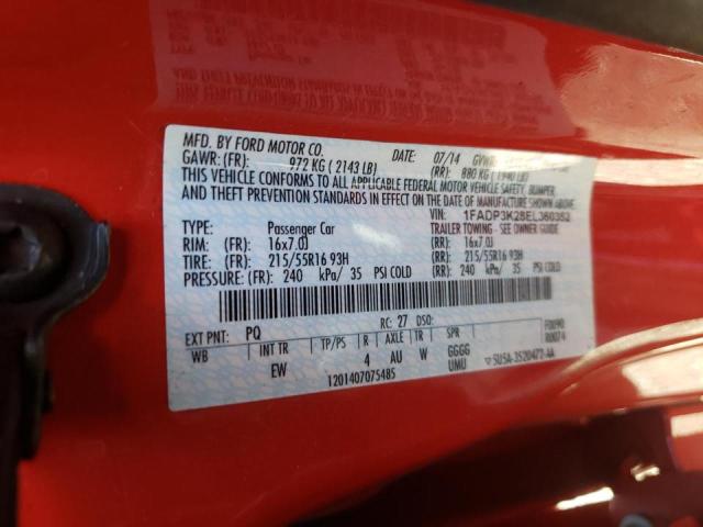 Photo 10 from auction – 2014 FORD FOCUS SE with VIN 1FADP3K28EL360352