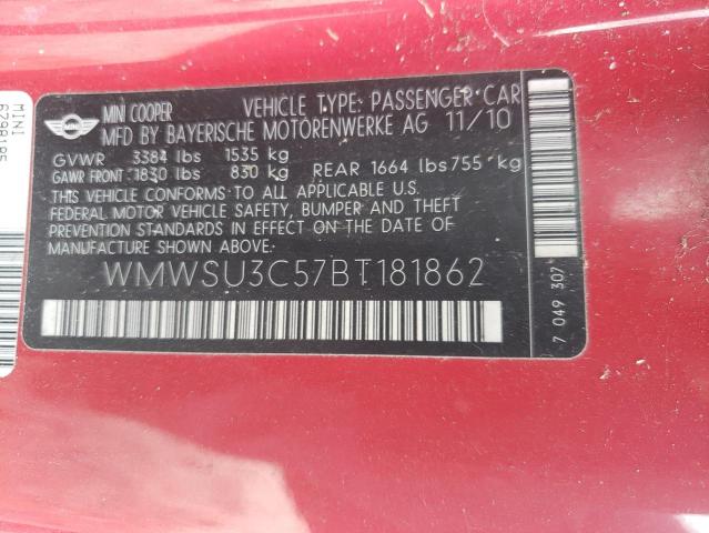 Photo 10 from auction – 2011 MINI COOPER with VIN WMWSU3C57BT181862