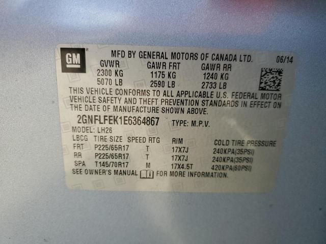 Photo 10 from auction – 2014 CHEVROLET EQUINOX LT with VIN 2GNFLFEK1E6364867