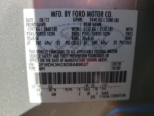 Photo 10 from auction – 2013 FORD EDGE LIMIT with VIN 2FMDK3KC6DBA89027
