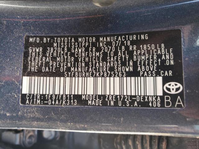 Photo 10 from auction – 2019 TOYOTA COROLLA L with VIN 5YFBURHE7KP875263