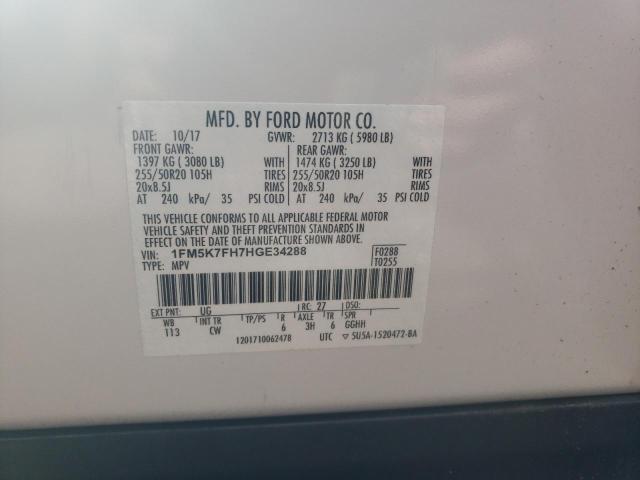 Zdjęcie 10 z aukcji – 2017 FORD EXPLORER L z VIN 1FM5K7FH7HGE34288
