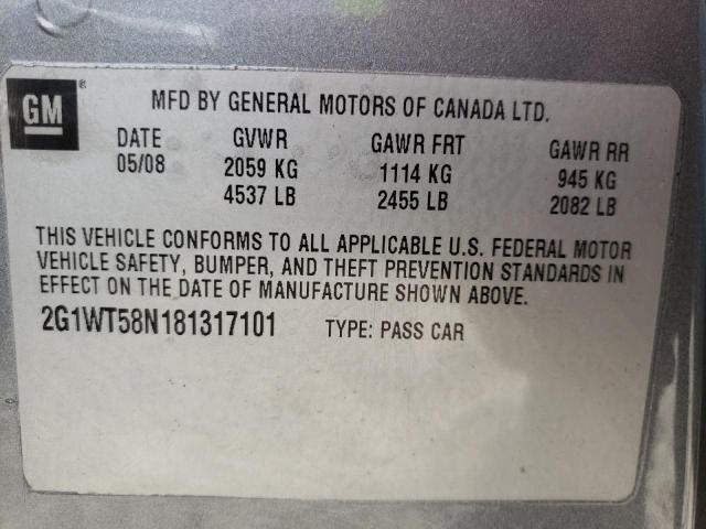 Photo 10 from auction – 2008 CHEVROLET IMPALA LT with VIN 2G1WT58N181317101
