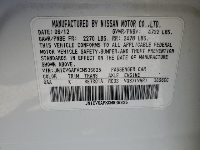 Photo 10 from auction – 2012 INFINITI G37 BASE with VIN JN1CV6APXCM936625