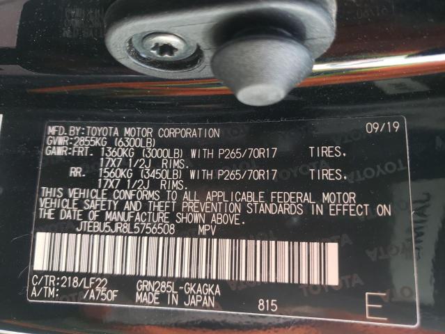 Photo 10 from auction – 2020 TOYOTA 4RUNNER SR with VIN JTEBU5JR8L5756508