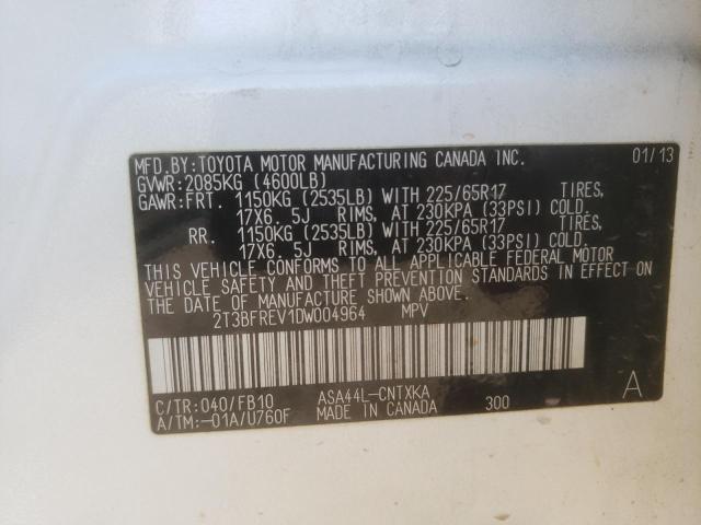 Photo 10 from auction – 2013 TOYOTA RAV4 LE with VIN 2T3BFREV1DW004964