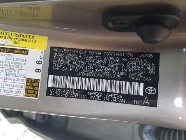 Photo 10 from auction – 2008 TOYOTA PRIUS with VIN JTDKB20U487797275