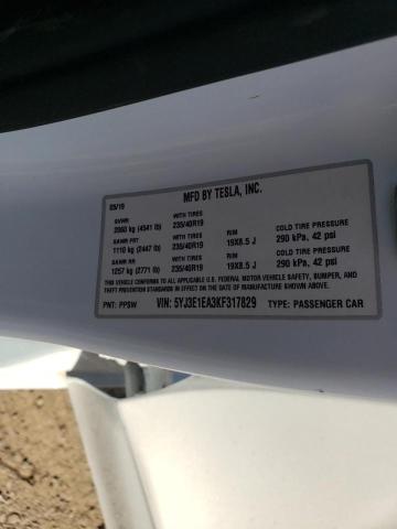 Photo 10 from auction – 2019 TESLA MODEL 3 with VIN 5YJ3E1EA3KF317829