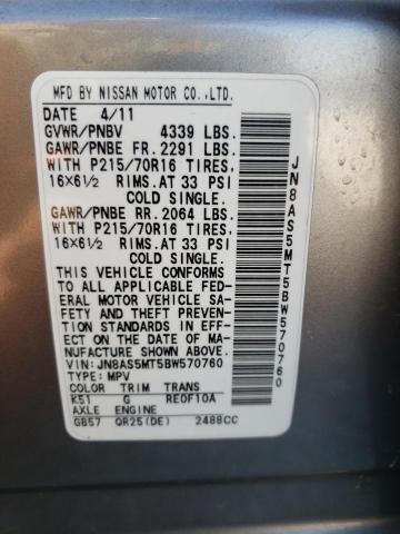 Photo 10 from auction – 2011 NISSAN ROGUE S with VIN JN8AS5MT5BW570760