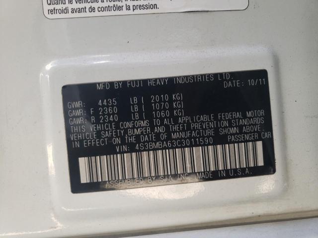Photo 10 from auction – 2012 SUBARU LEGACY 2.5 with VIN 4S3BMBA63C3011590