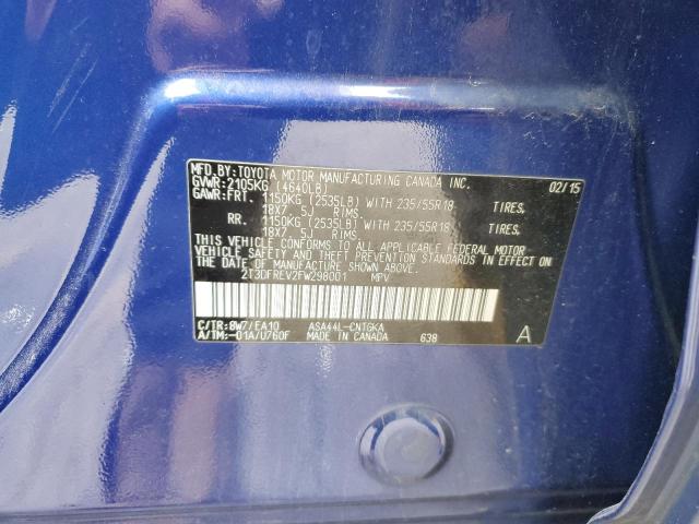 Photo 10 from auction – 2015 TOYOTA RAV4 LIMIT with VIN 2T3DFREV2FW298001