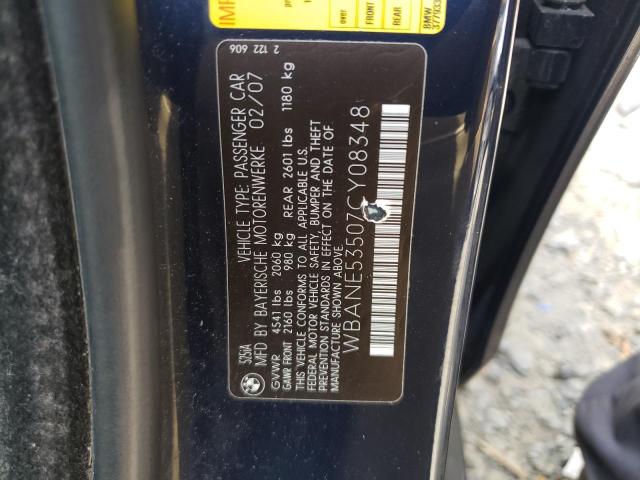 Photo 10 from auction – 2007 BMW 525 I with VIN WBANE53507CY08348