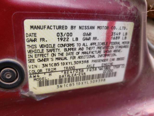 Photo 10 from auction – 2000 NISSAN SENTRA BAS with VIN 3N1CB51DXYL309398