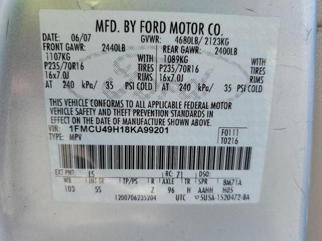 Photo 10 from auction – 2008 FORD ESCAPE HEV with VIN 1FMCU49H18KA99201
