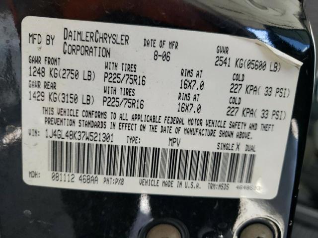 Photo 10 from auction – 2007 JEEP LIBERTY SP with VIN 1J4GL48K37W521301