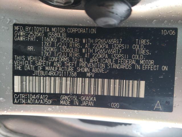 Photo 10 from auction – 2007 TOYOTA 4RUNNER SR with VIN JTEBU14RX70111768