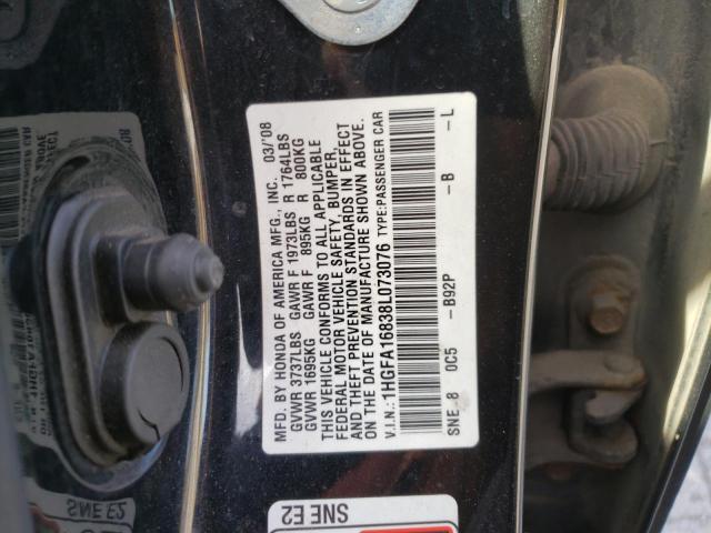 Photo 10 from auction – 2008 HONDA CIVIC EX with VIN 1HGFA16838L073076