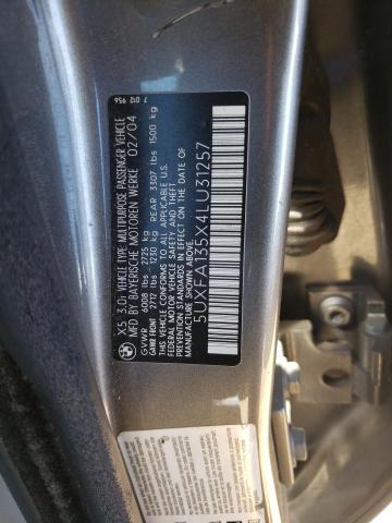 Photo 10 from auction – 2004 BMW X5 3.0I with VIN 5UXFA135X4LU31257