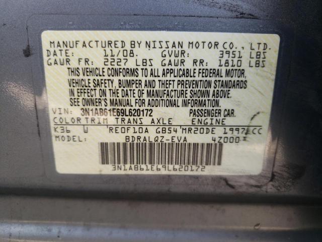 Photo 10 from auction – 2009 NISSAN SENTRA 2.0 with VIN 3N1AB61E69L620172