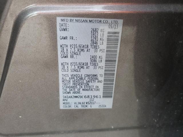 Photo 10 from auction – 2013 NISSAN PATHFINDER with VIN 5N1AR2MM2DC681961