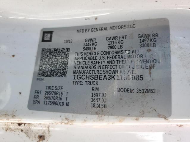 Photo 10 from auction – 2019 CHEVROLET COLORADO with VIN 1GCHSBEA3K1169985