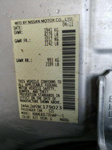 Photo 10 from auction – 2011 NISSAN ALTIMA BAS with VIN 1N4AL2AP2BC179023