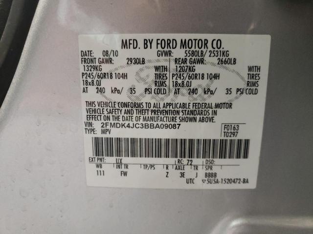 Photo 10 from auction – 2011 FORD EDGE SEL with VIN 2FMDK4JC3BBA09087