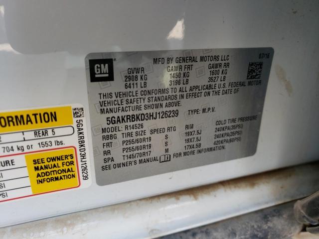 Photo 10 from auction – 2017 BUICK ENCLAVE with VIN 5GAKRBKD3HJ126239
