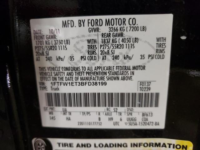 Photo 10 from auction – 2011 FORD F150 SUPER with VIN 1FTFW1ET3BFD38199