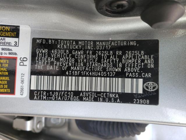 Photo 10 from auction – 2017 TOYOTA CAMRY LE with VIN 4T1BF1FK4HU405137