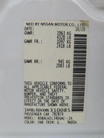 Photo 10 from auction – 2021 NISSAN ALTIMA SV with VIN 1N4BL4DVXMN310085