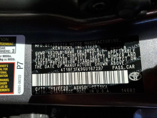 Photo 10 from auction – 2016 TOYOTA CAMRY LE with VIN 4T1BF1FK9GU167297