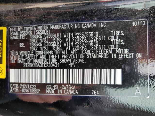 Photo 10 from auction – 2014 LEXUS RX 350 BAS with VIN 2T2BK1BA3EC230431