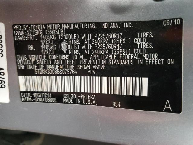 Photo 10 from auction – 2011 TOYOTA SIENNA LE with VIN 5TDKK3DC8BS075764