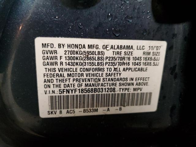 Zdjęcie 10 z aukcji – 2008 HONDA PILOT EXL z VIN 5FNYF18568B031208