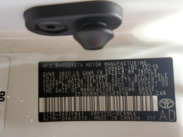 Photo 10 from auction – 2016 TOYOTA COROLLA L with VIN 2T1BURHE3GC583018