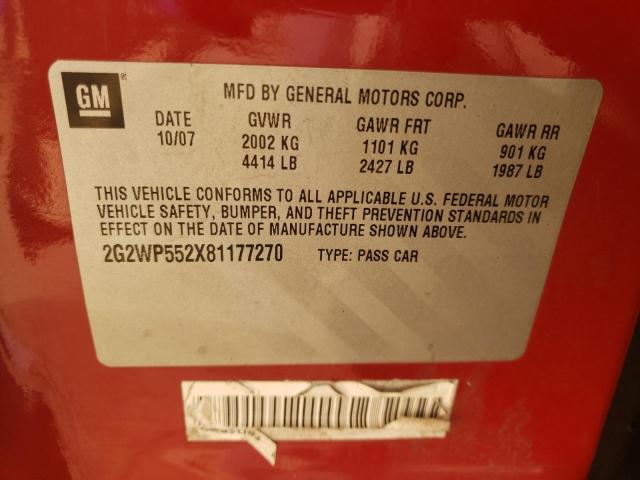 Photo 10 from auction – 2008 PONTIAC GRAND PRIX with VIN 2G2WP552X81177270