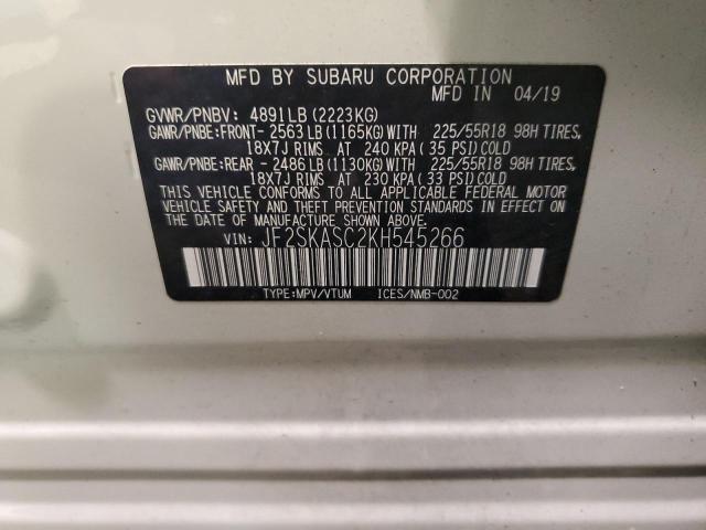 Photo 10 from auction – 2019 SUBARU FORESTER L with VIN JF2SKASC2KH545266