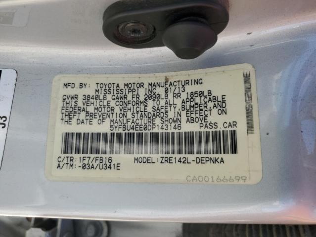 Photo 10 from auction – 2013 TOYOTA COROLLA BA with VIN 5YFBU4EE0DP143146