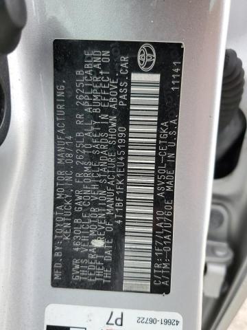 Photo 10 from auction – 2014 TOYOTA CAMRY L with VIN 4T1BF1FK1EU451990