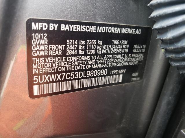 Photo 10 from auction – 2013 BMW X3 XDRIVE3 with VIN 5UXWX7C53DL980980