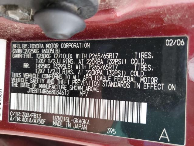 Photo 10 from auction – 2006 TOYOTA 4RUNNER SR with VIN JTEBT14R668034612