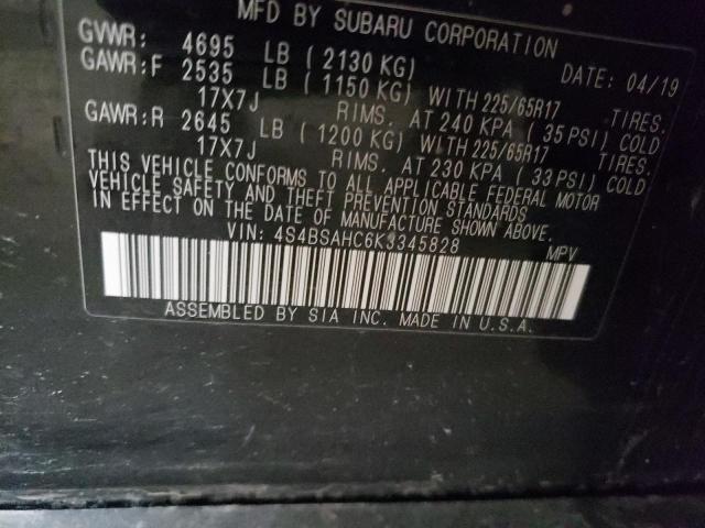 Photo 10 from auction – 2019 SUBARU OUTBACK with VIN 4S4BSAHC6K3345828