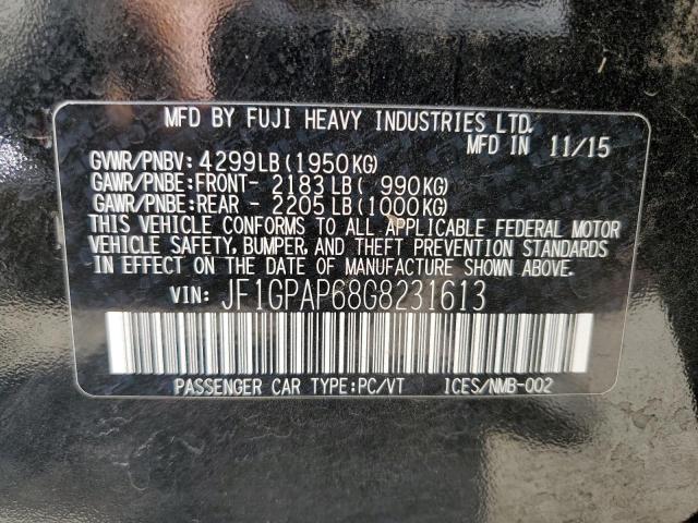Photo 10 from auction – 2016 SUBARU IMPREZA SP with VIN JF1GPAP68G8231613
