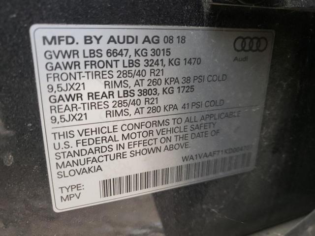 Photo 10 from auction – 2019 AUDI Q7 PRESTIG with VIN WA1VAAF71KD004707