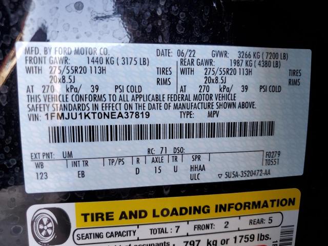Photo 14 from auction – 2022 FORD EXPEDITION with VIN 1FMJU1KT0NEA37819