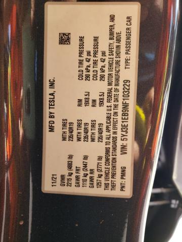 Photo 10 from auction – 2022 TESLA MODEL 3 with VIN 5YJ3E1EB9NF103229